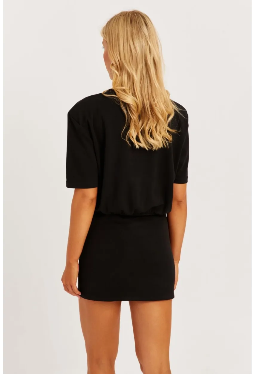 Kadın Siyah Vatkalı Basic Elbise KED153