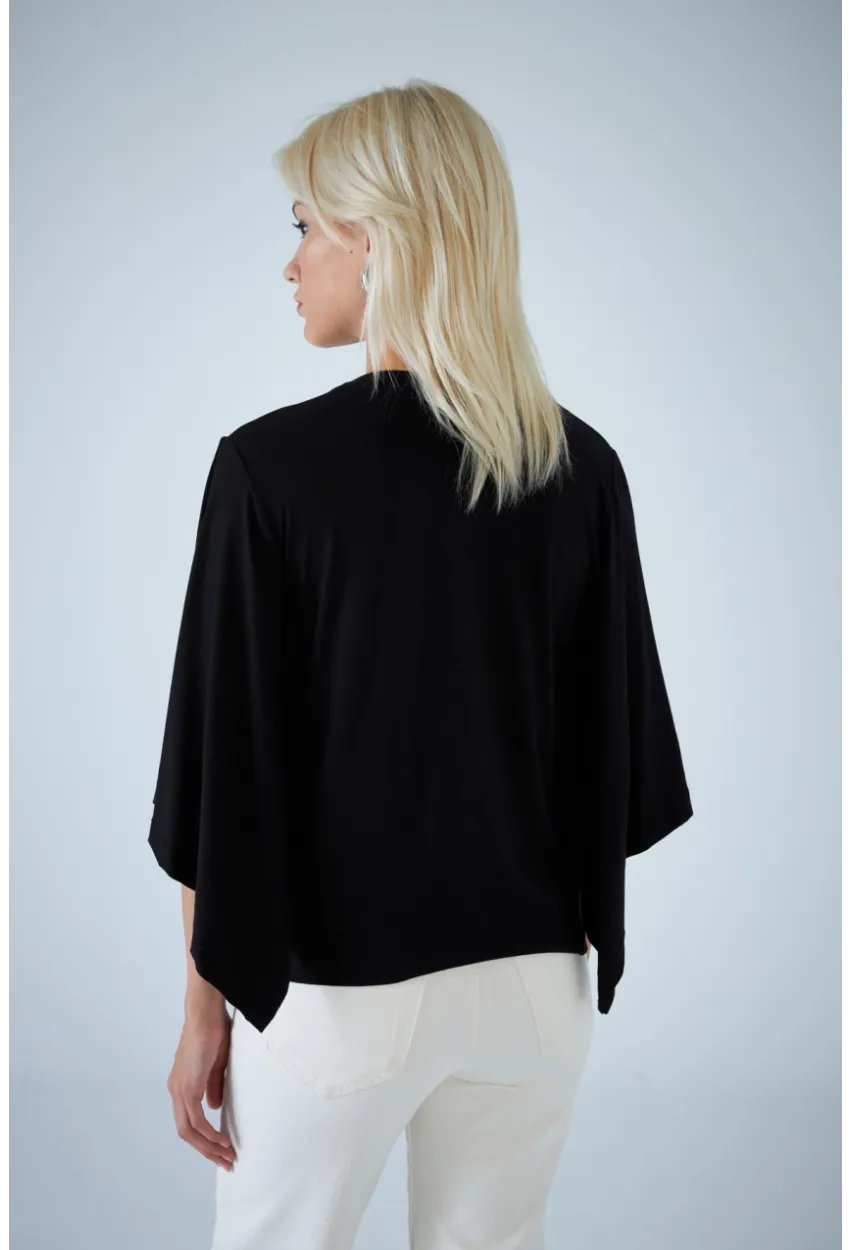 Kadın Siyah Yarasa Kol Bluz EY3134