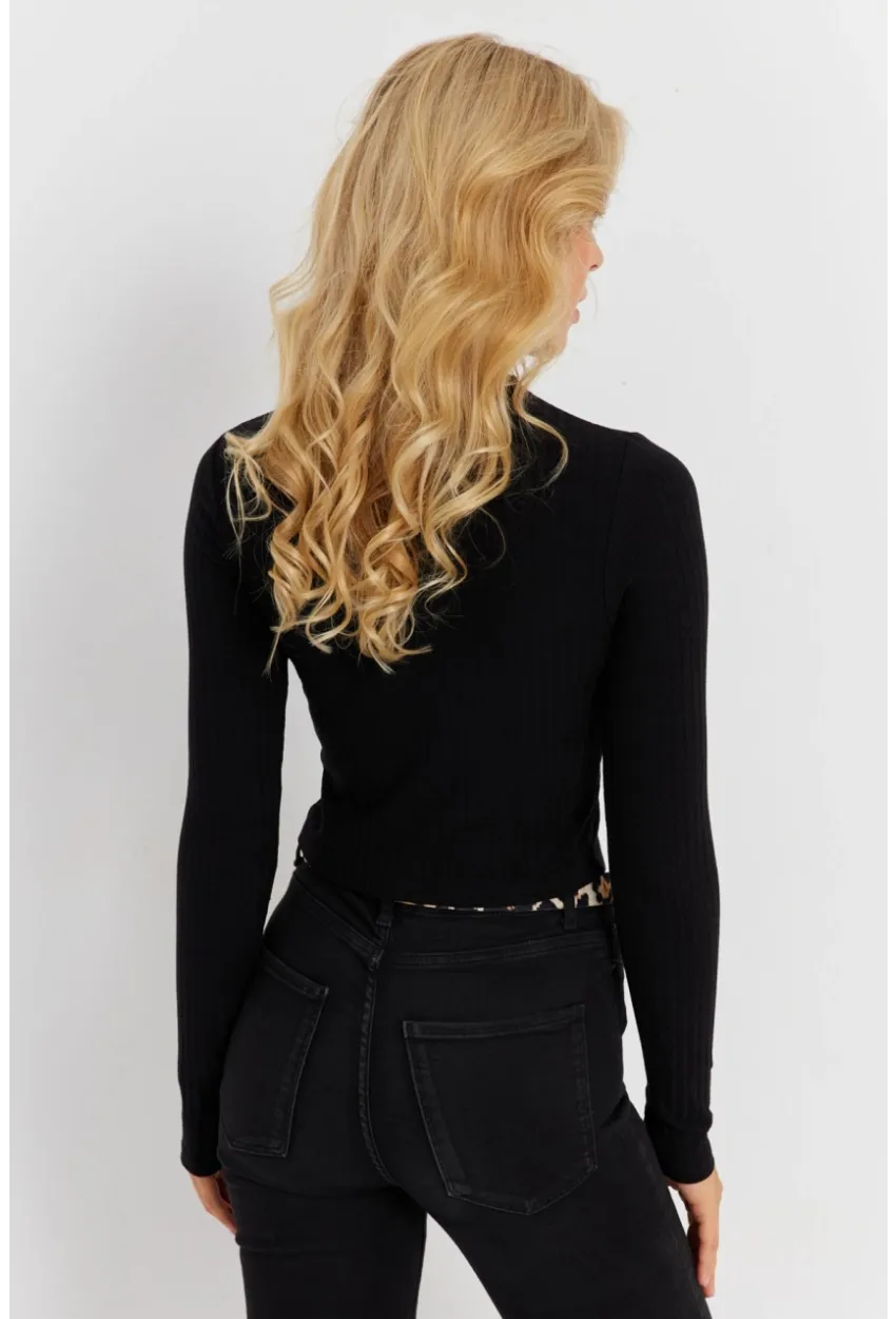 Kadın Siyah Yarım Balıkçı Bluz TH1114