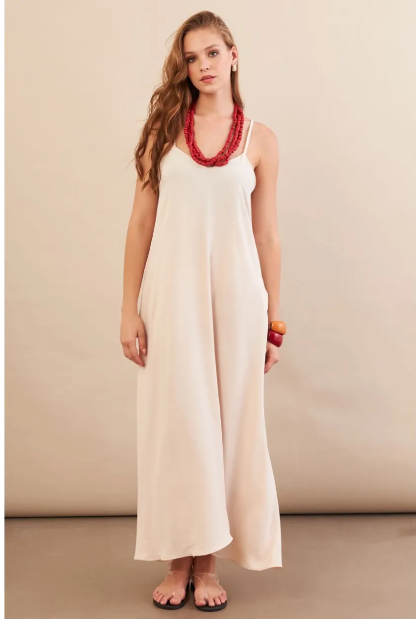 Kadın Taş Askılı Çan Midaxi Elbise OPS9005