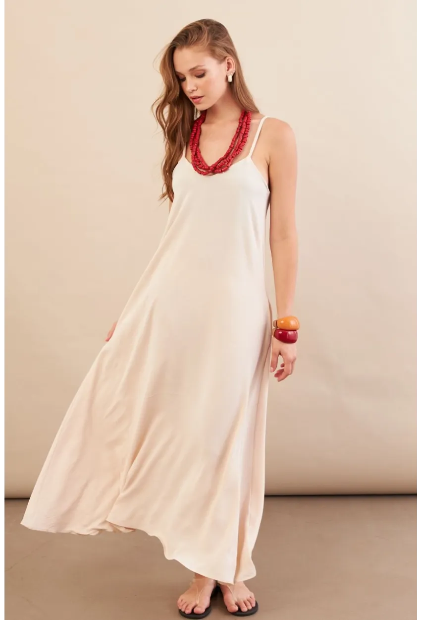 Kadın Taş Askılı Çan Midaxi Elbise OPS9005