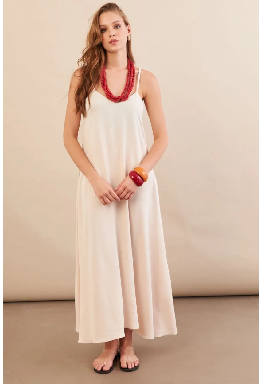 Kadın Taş Askılı Çan Midaxi Elbise OPS9005