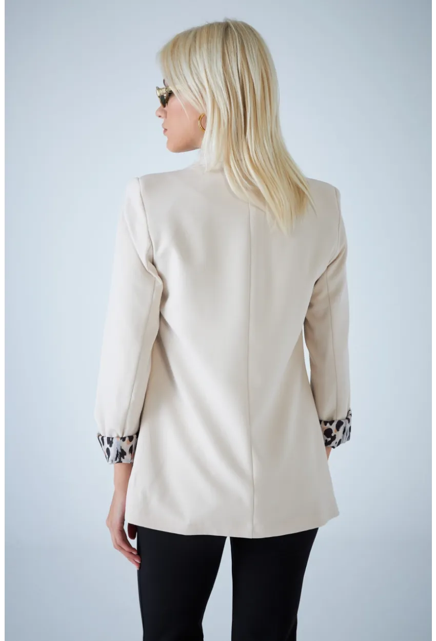 Kadın Taş Leopar Astarlı Blazer Ceket BES3049