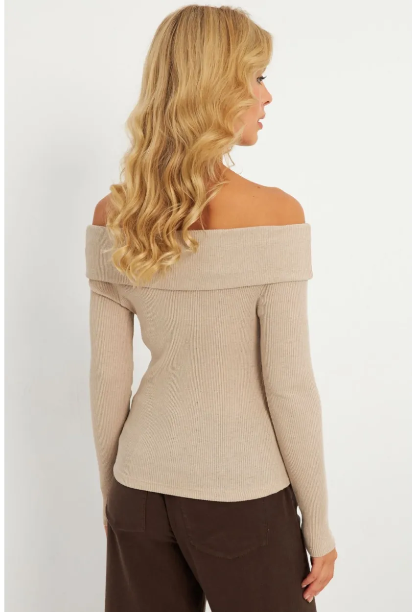 Kadın Taş Madonna Yaka Kaşkorse Bluz XL2210