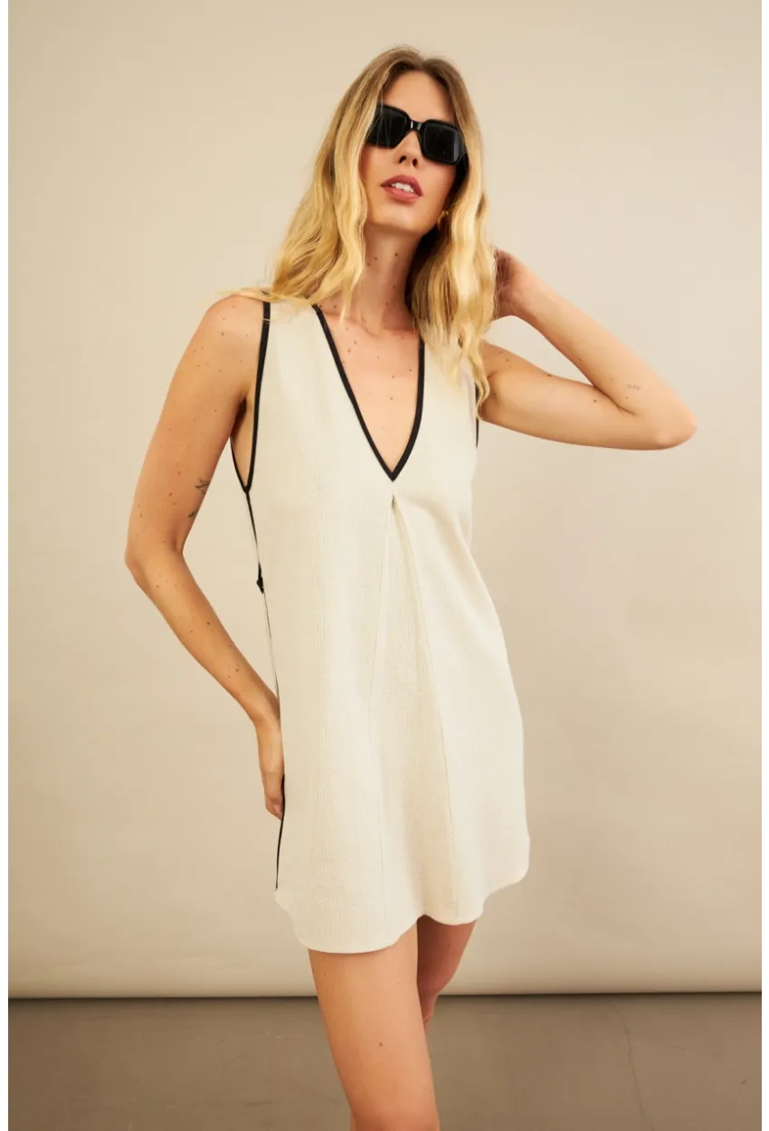 Kadın Taş Mini Keten Elbise MSİ103