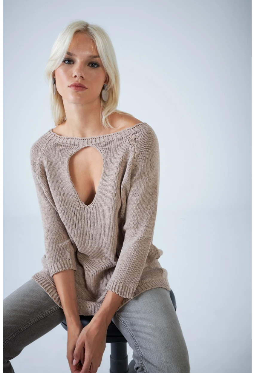 Kadın Taş Sırtı Damla Triko Bluz YV267