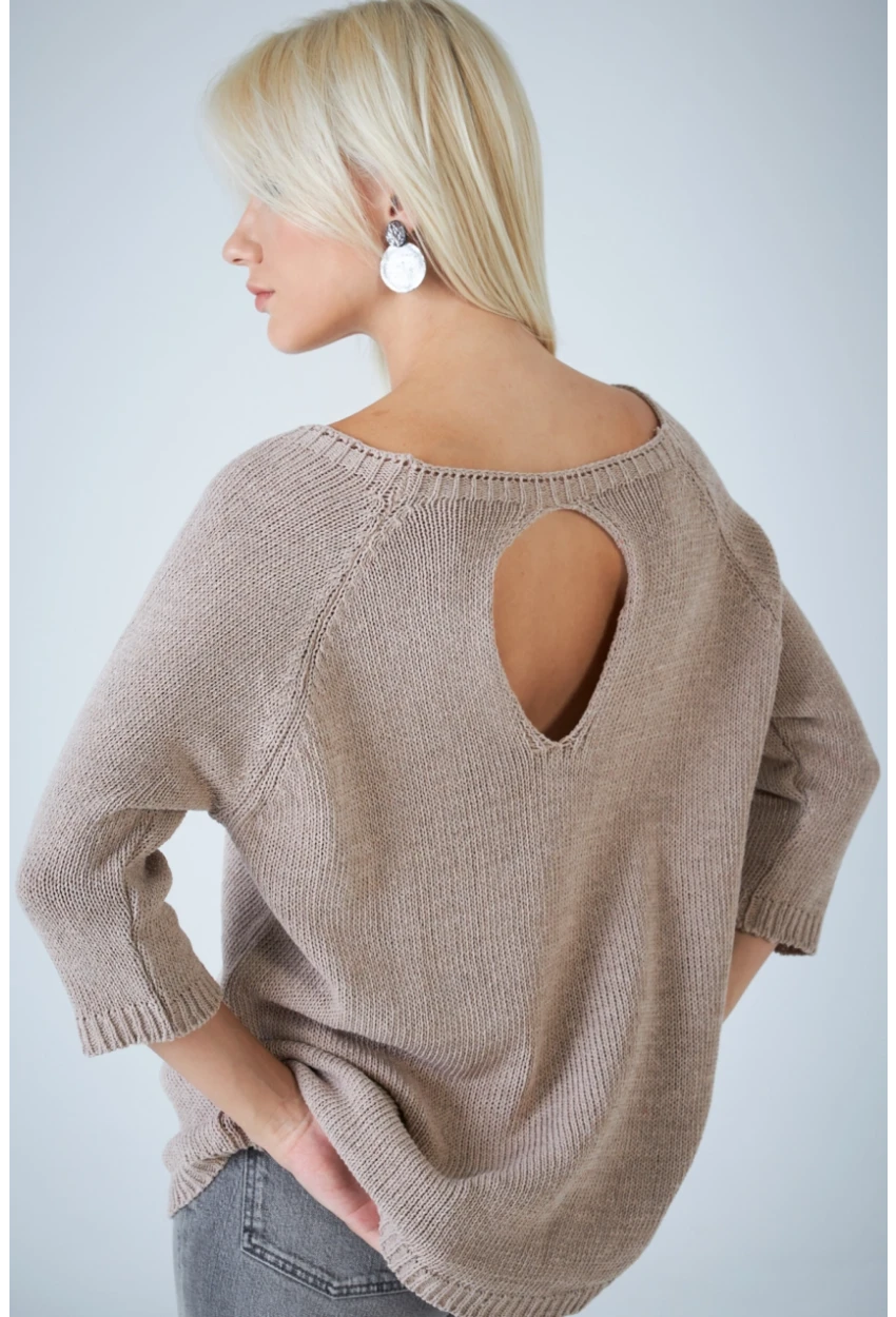 Kadın Taş Sırtı Damla Triko Bluz YV267