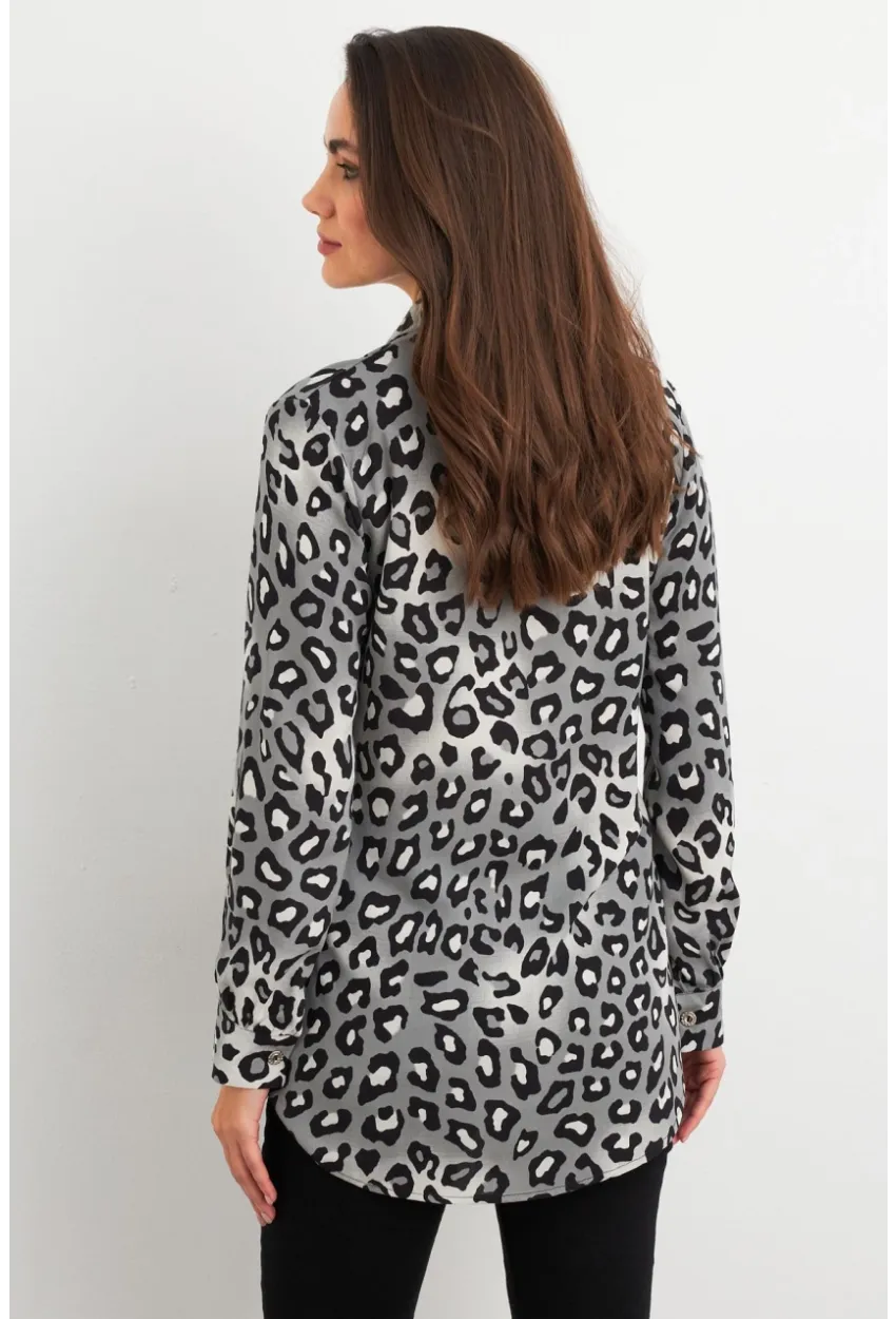 Kadın Taş-Siyah Desenli Gömlek MASF227