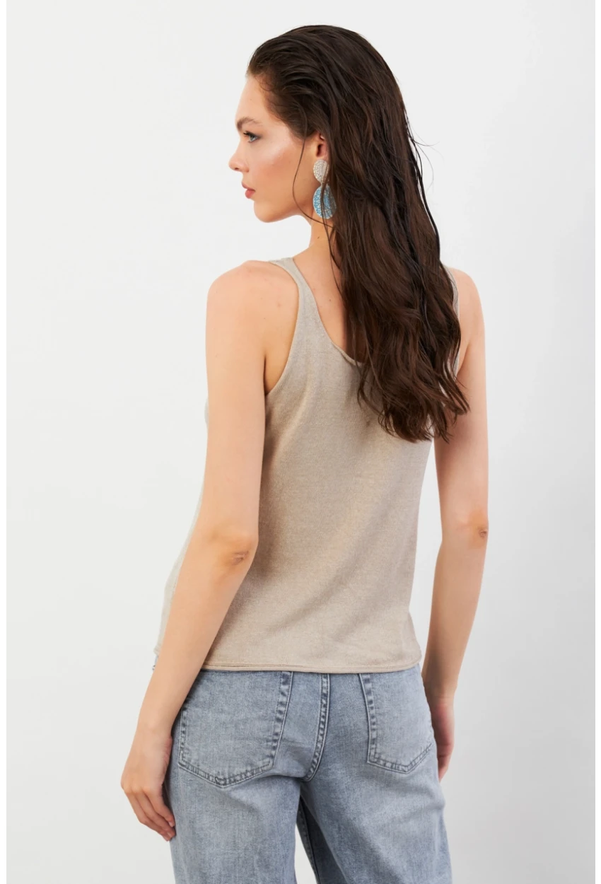 Kadın Taş V Yaka Triko Bluz KZ546