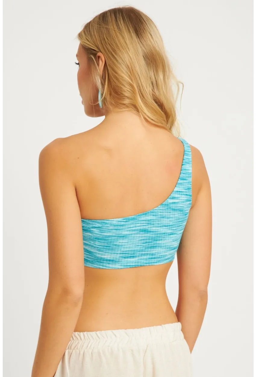 Kadın Turkuaz Önü Büzgülü Crop Bluz YLE606