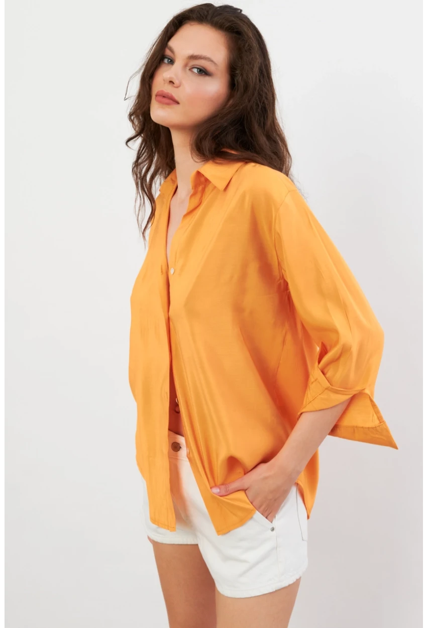 Kadın Turuncu Basic Gömlek SOL3664
