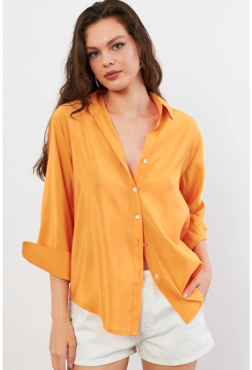 Kadın Turuncu Basic Gömlek SOL3664