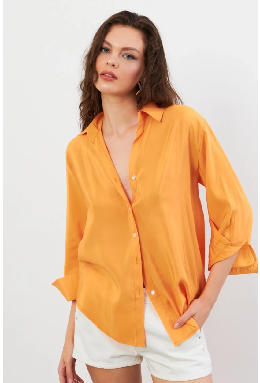 Kadın Turuncu Basic Gömlek SOL3664