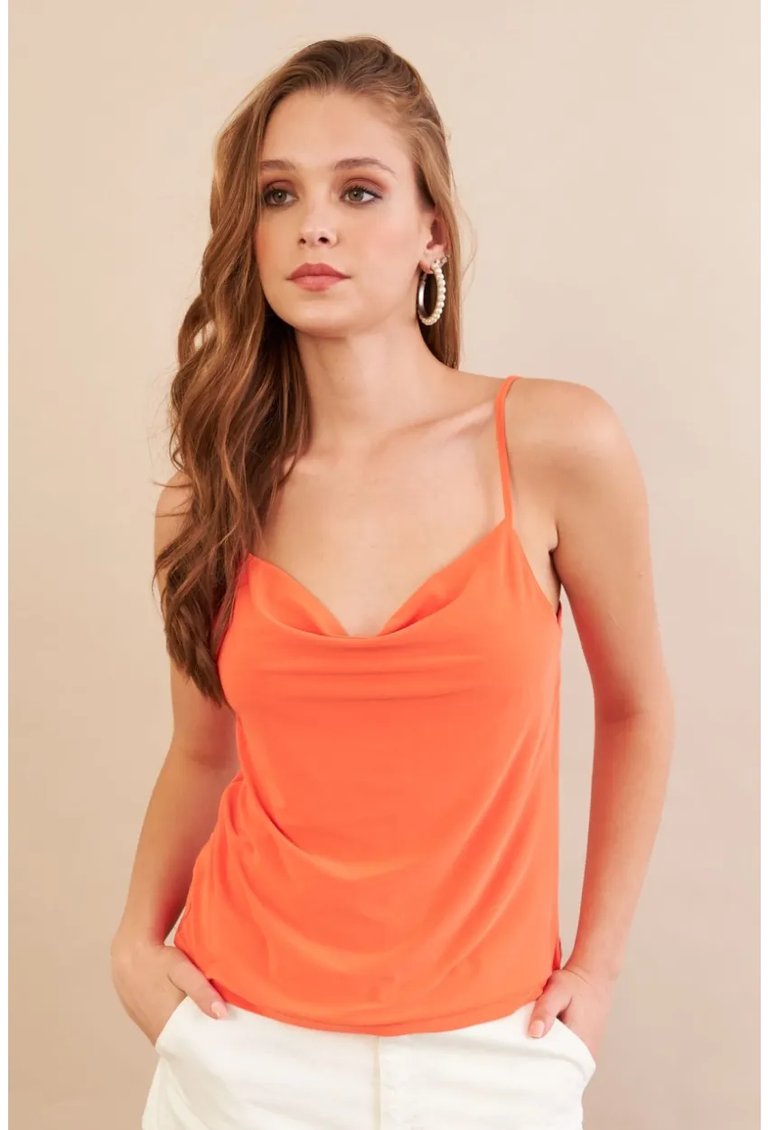 Kadın Turuncu Degaje Yaka Bluz LPP1286-90