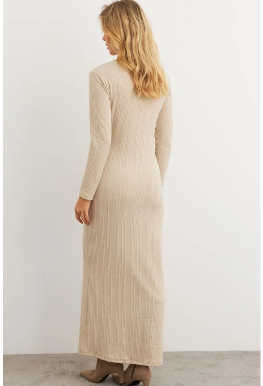 Kadın Vanilya Kruvaze Maxi Elbise MTF31