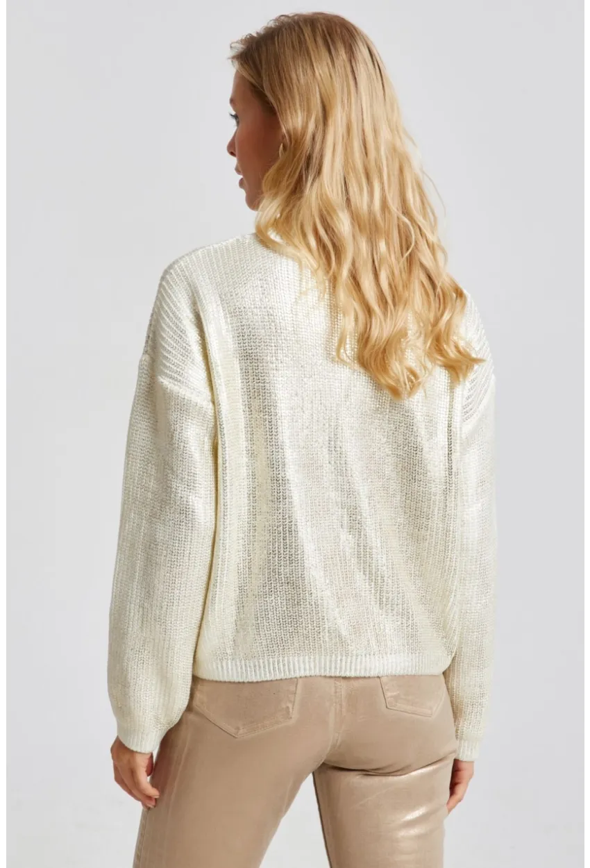 Kadın Vanilya Varakli Triko Bluz SF2530