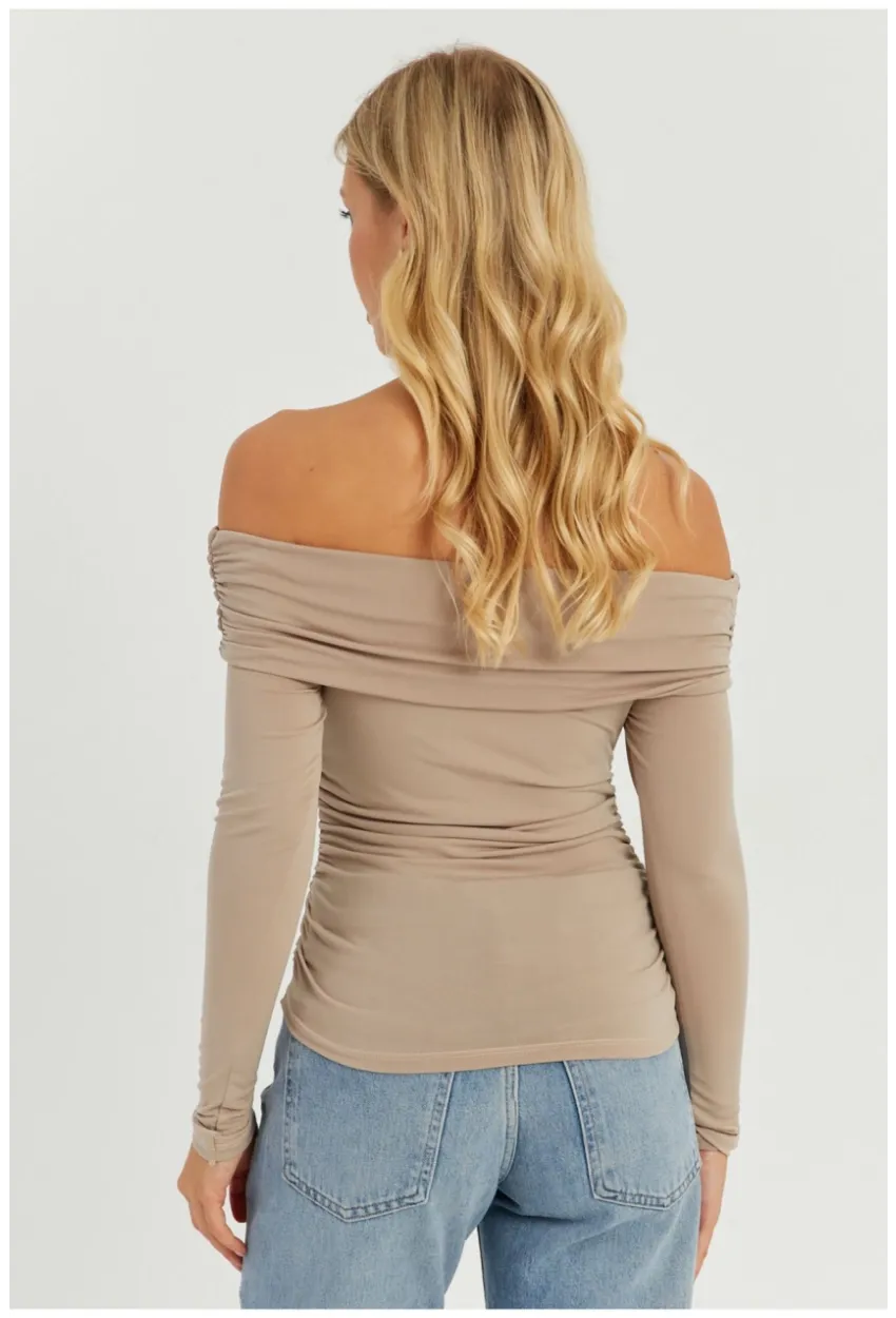 Kadın Vizon Büzgülü Madonna Bluz MON1119