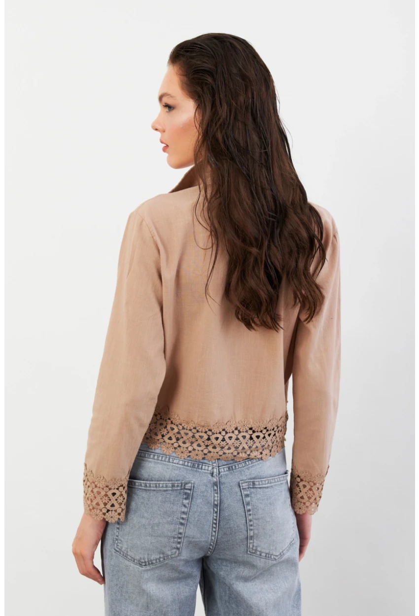 Kadın Vizon Güpürlü Gömlek MPC030