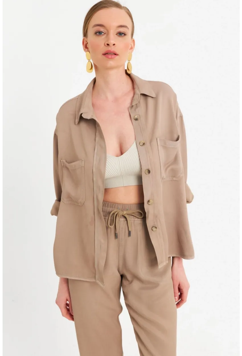 Kadın Vizon Tensel Gömlek SUN202