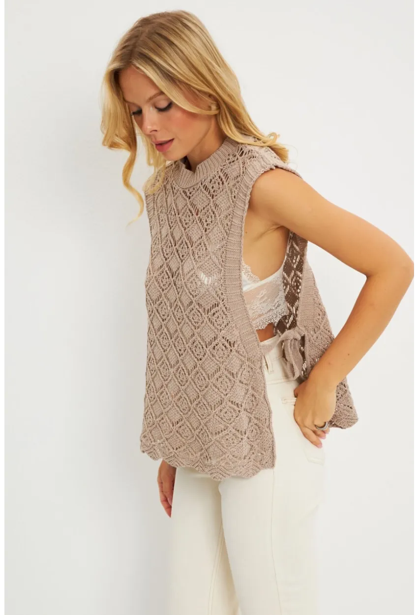 Kadın Vizon Yanları Bağlamalı Ajurlu Süveter YV226