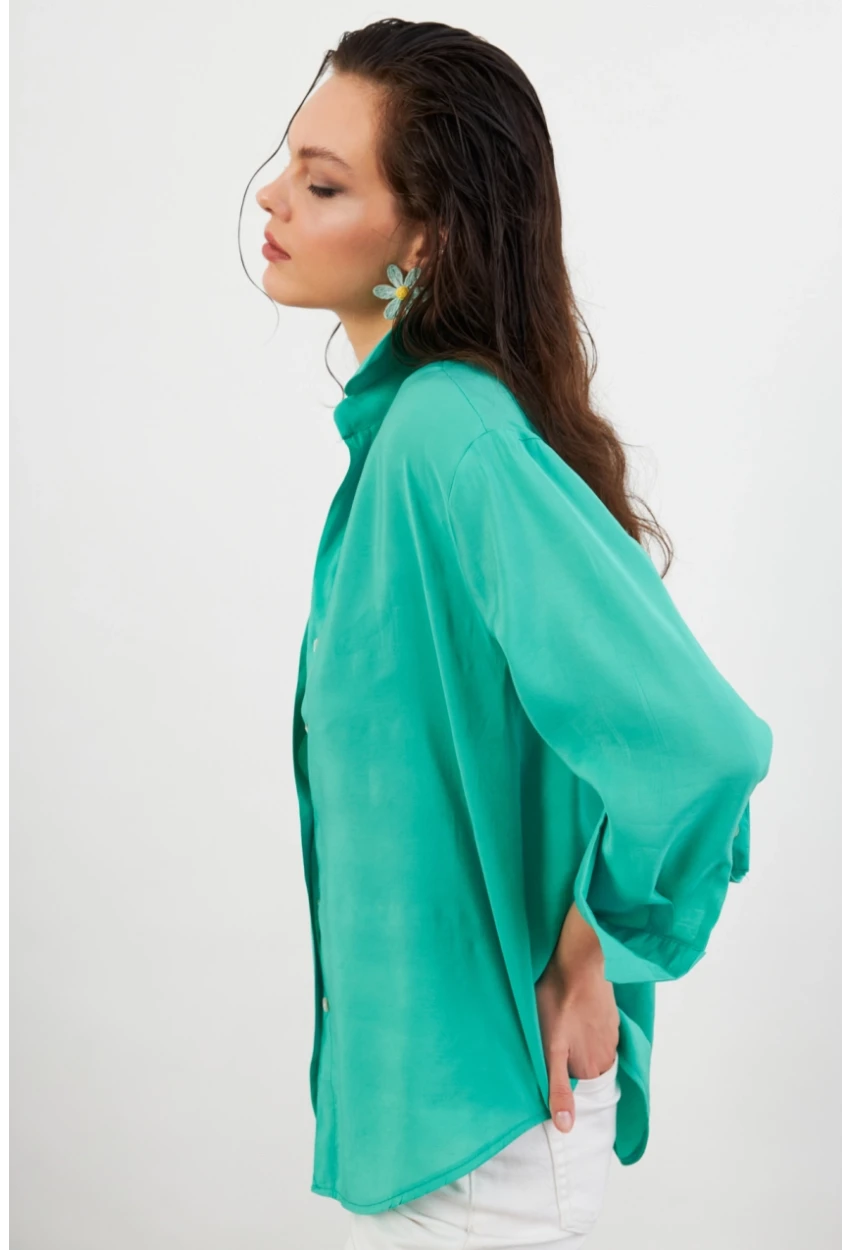 Kadın Yeşil Basic Gömlek SOL3664