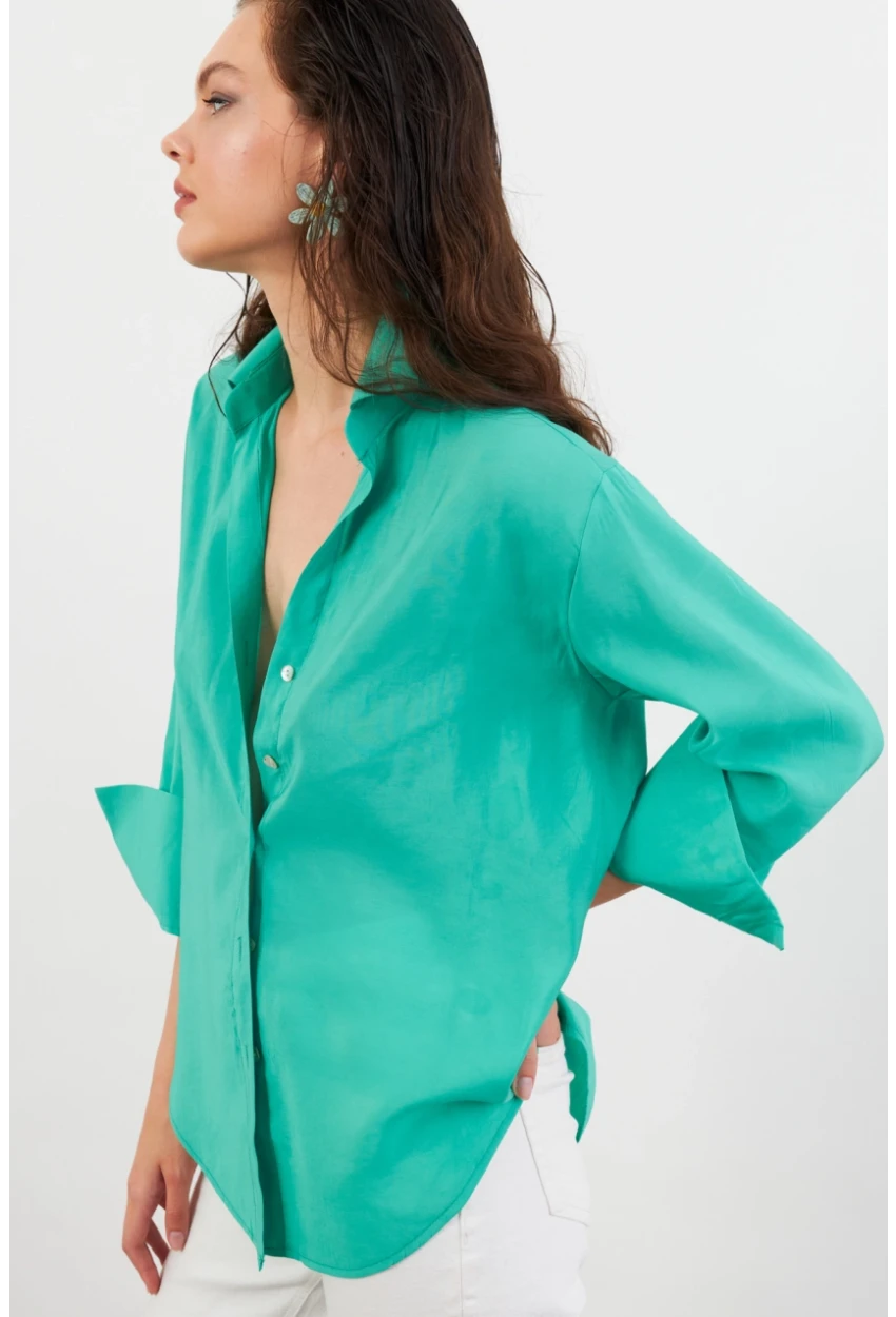 Kadın Yeşil Basic Gömlek SOL3664