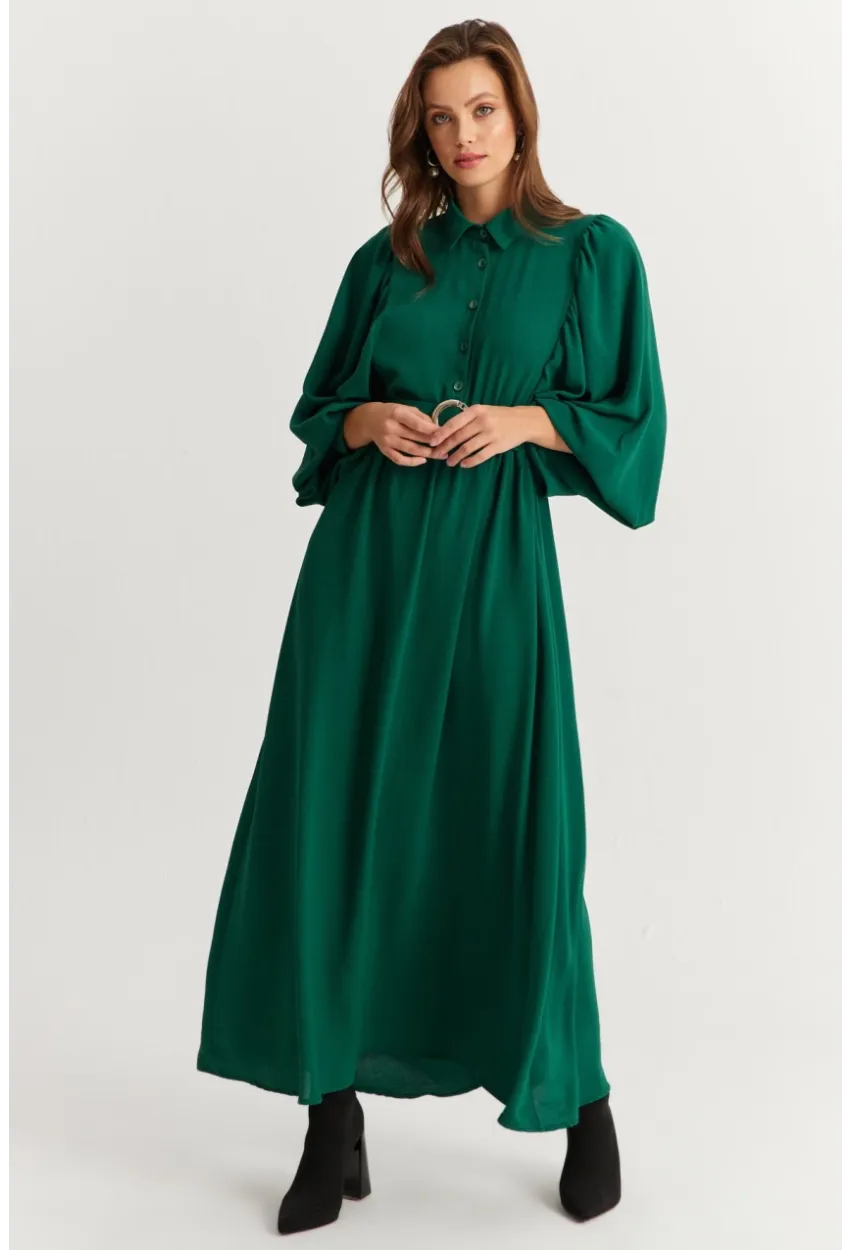 Kadın Yeşil Kemerli Maxi Elbise MASF15