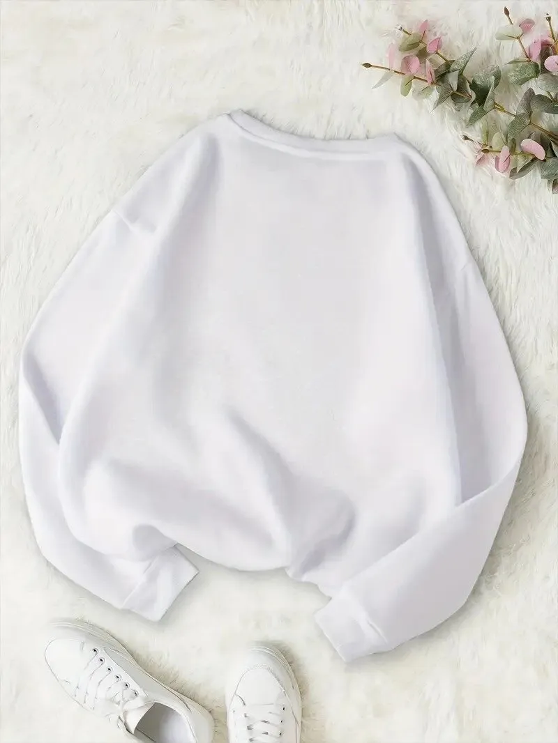 Kiraz Baskılı Oversize 3 İplik Sweat Beyaz