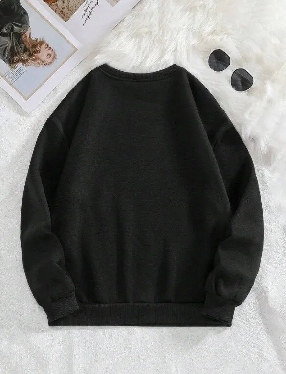 Yazı Baskılı Oversize Üç İplik Sweatshirt