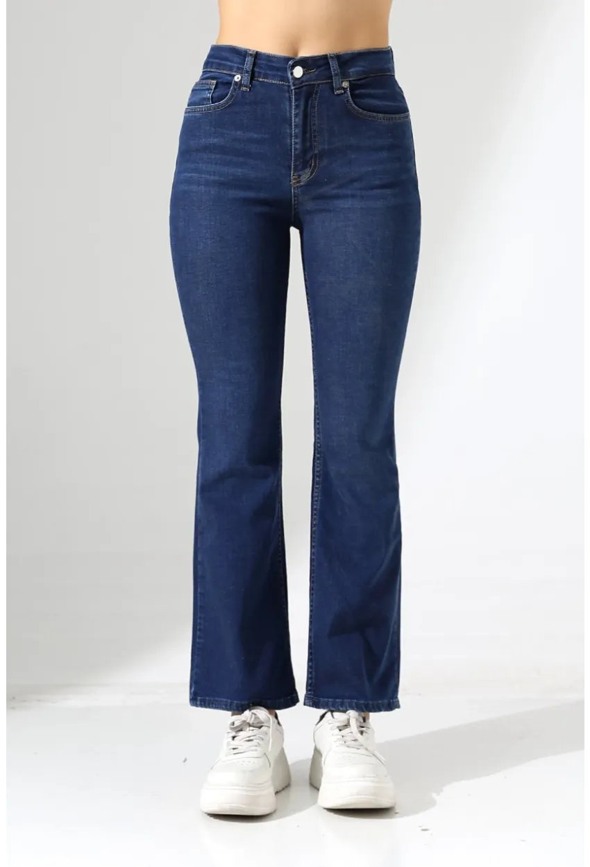 Yüksek Bel Klasik Paça Kadın Jean – Lacivert