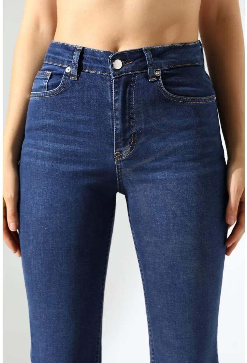 Yüksek Bel Klasik Paça Kadın Jean – Lacivert
