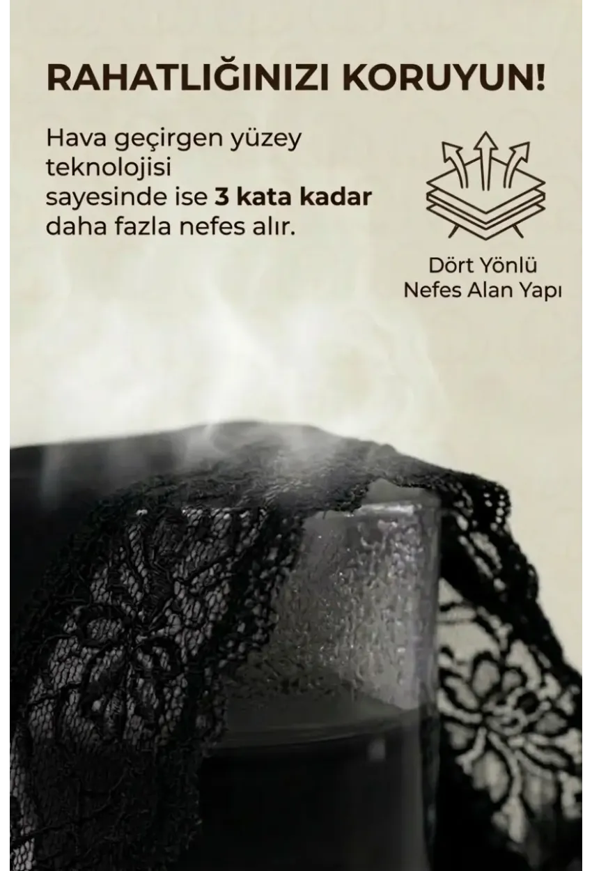 3lü Pamuklu Dantelli Dikişsiz Külot Siyah Bordo