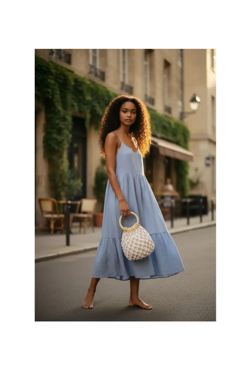 Ahşap Saplı Ekru El Örmesi Çanta