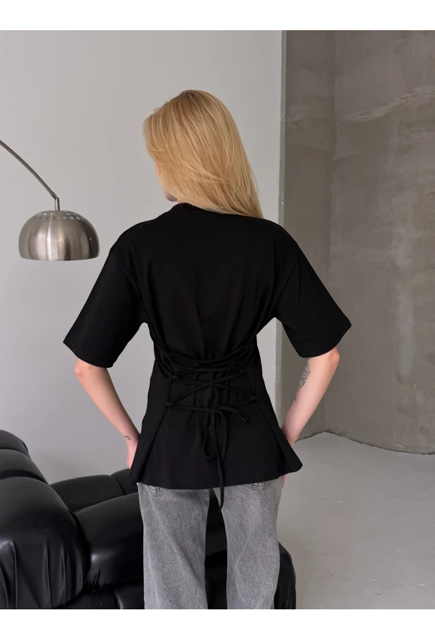 Arka Bağcıklı Belden Oturtmalı T-shirt