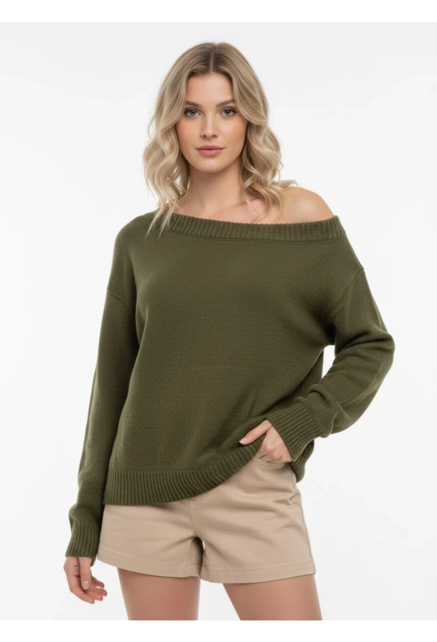 Asimetrik Yaka Oversize Triko Kazak