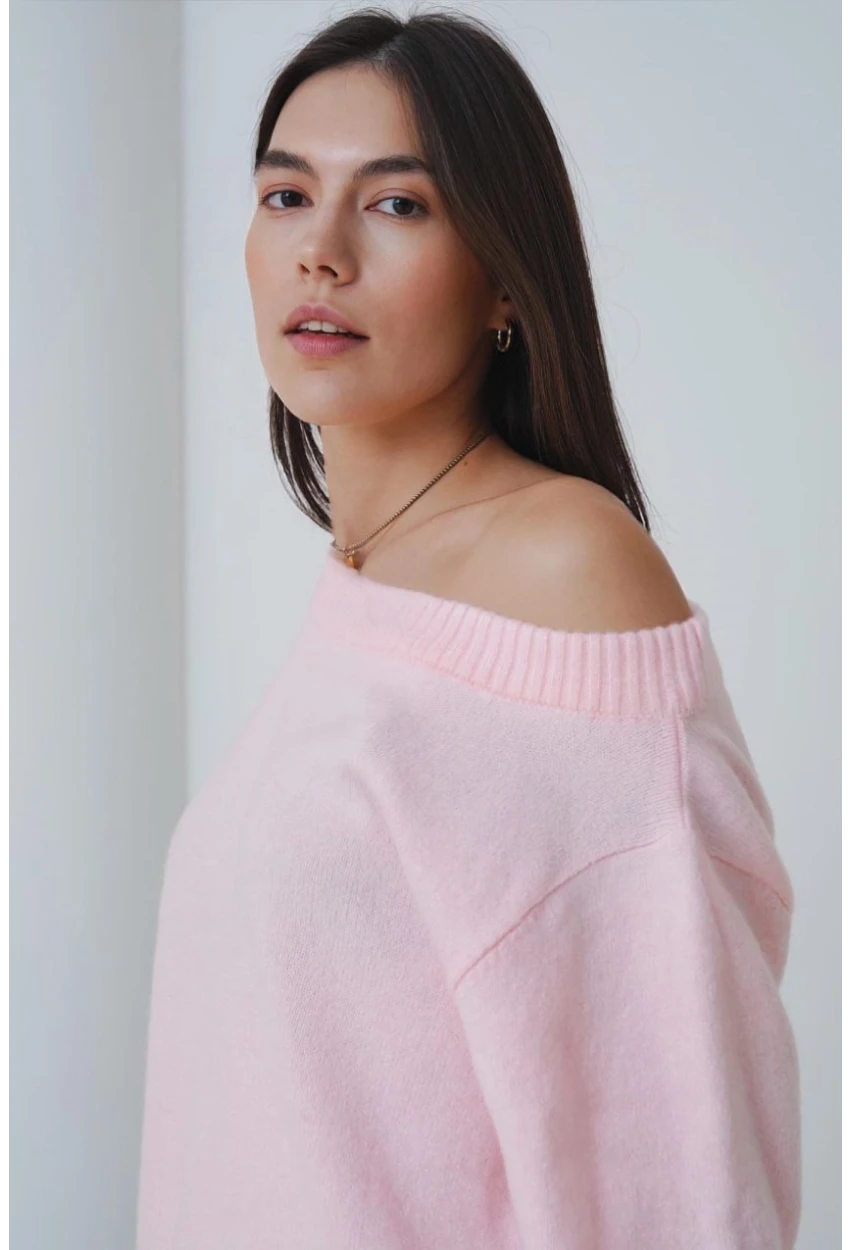 Asimetrik Yaka Oversize Triko Kazak