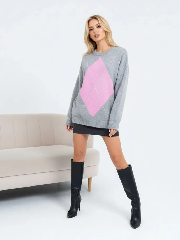 Bisiklet Yaka Baklava Desen Triko Kazak