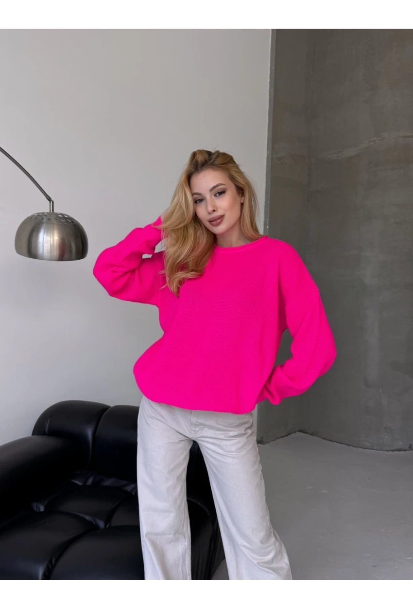 Bisiklet Yaka Oversize Rahat Kesim Triko Bluz