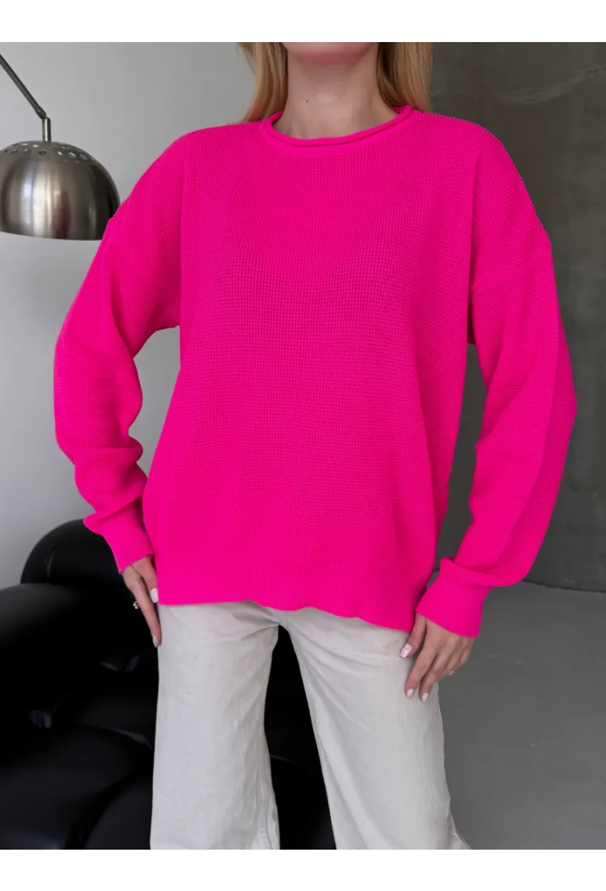 Bisiklet Yaka Oversize Rahat Kesim Triko Bluz