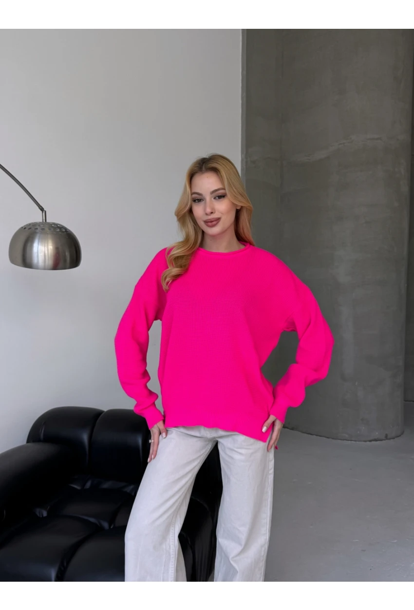 Bisiklet Yaka Oversize Rahat Kesim Triko Bluz