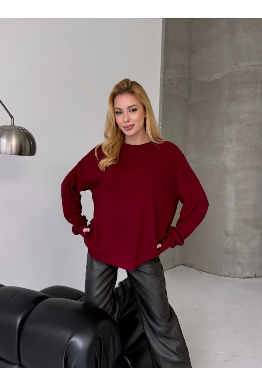 Bisiklet Yaka Oversize Rahat Kesim Triko Bluz