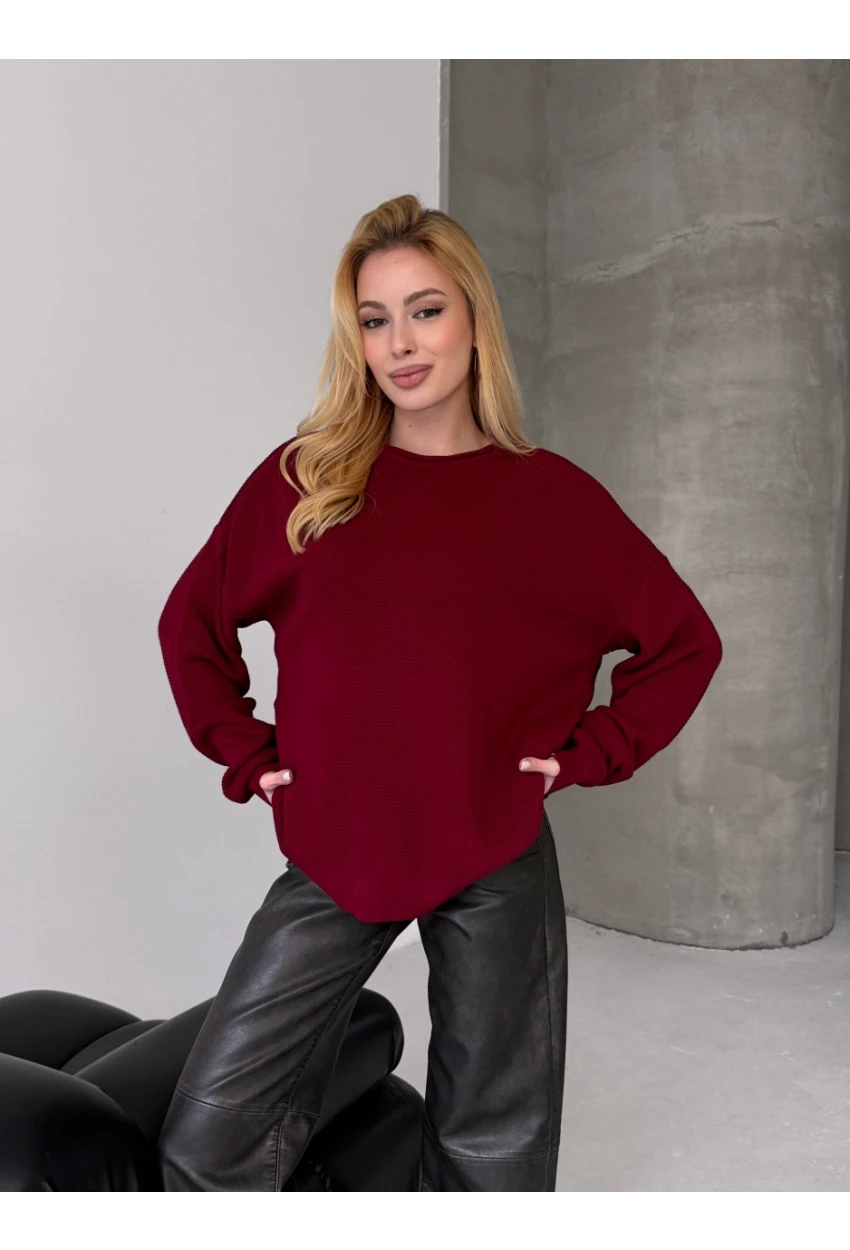 Bisiklet Yaka Oversize Rahat Kesim Triko Bluz