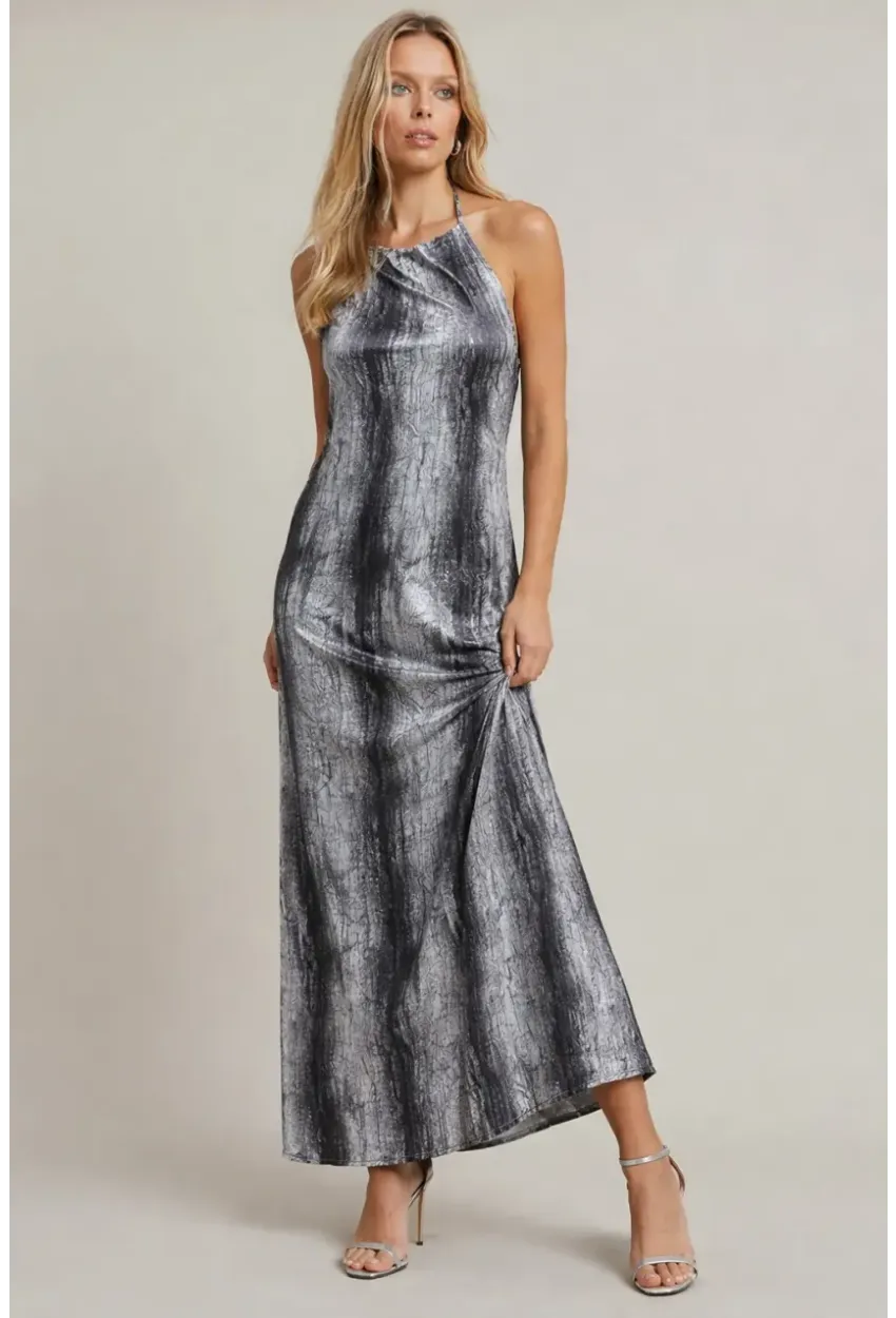 Boyundan Bağlamalı Sırt Dekolte Tasarım Elbise