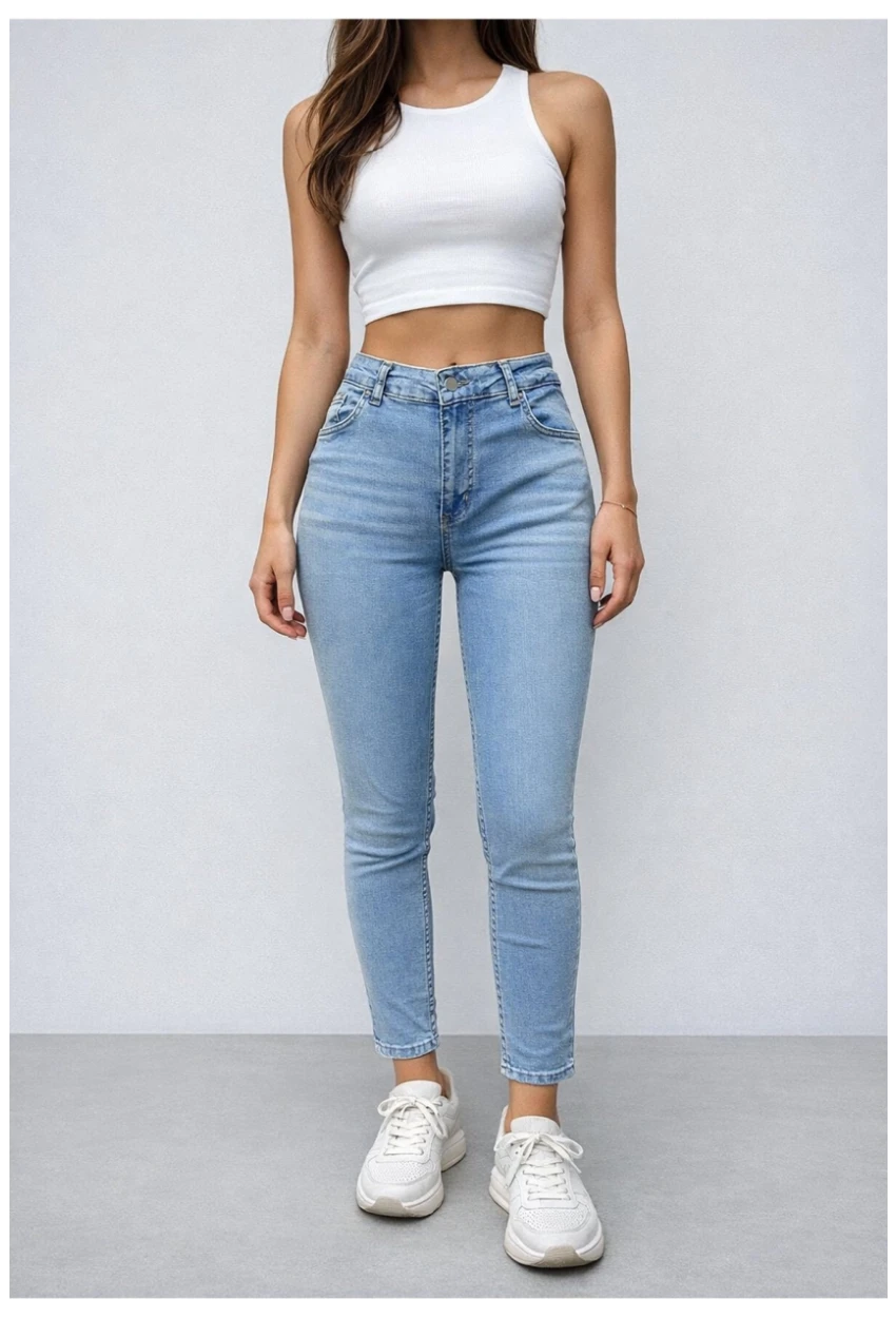 Esnek Dar Paça Jean Pantalon