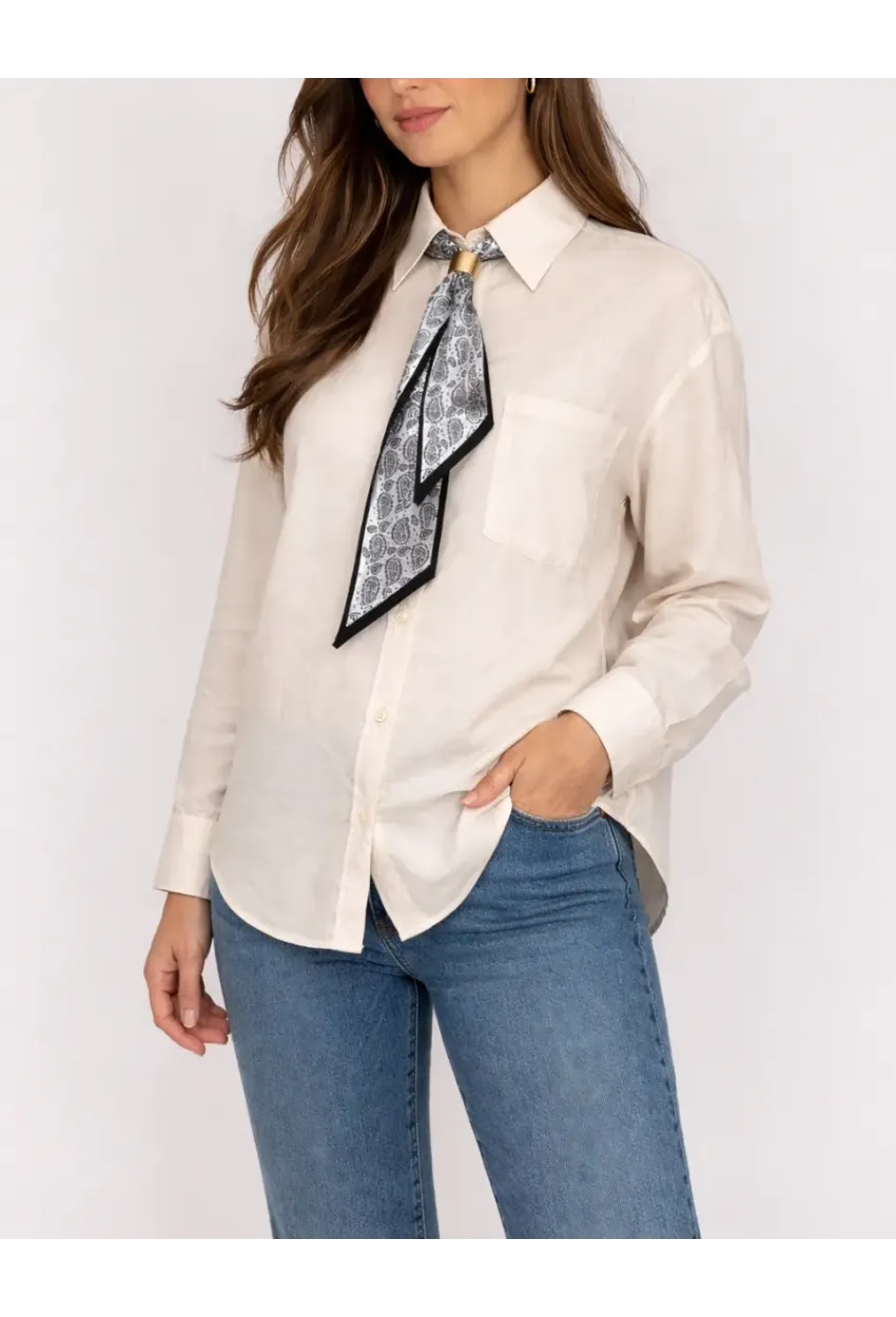 Fularlı Gömlek Ekru