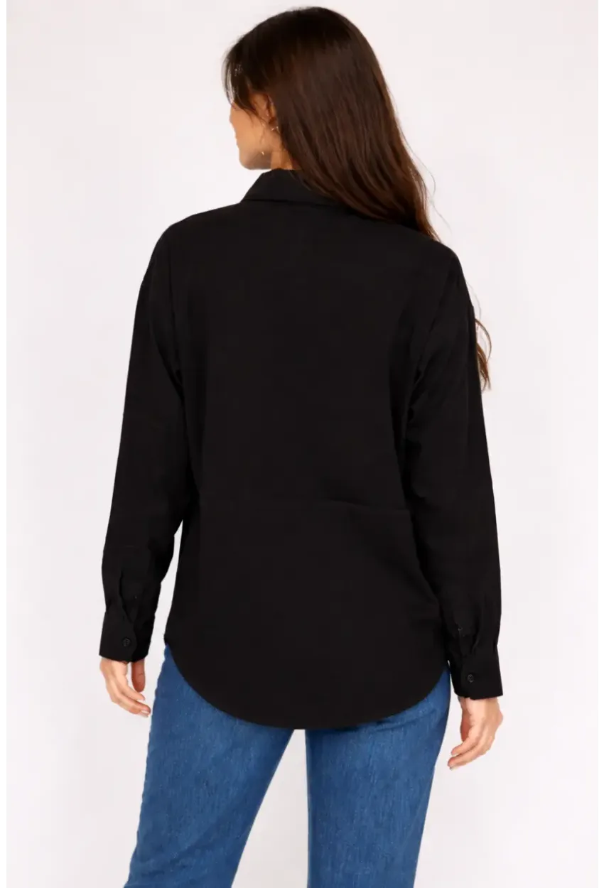 Fularlı Gömlek Siyah