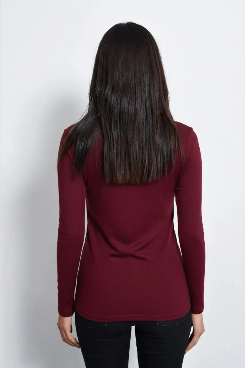 Kadın Bordo Üstü Tül Bluz TZ20751