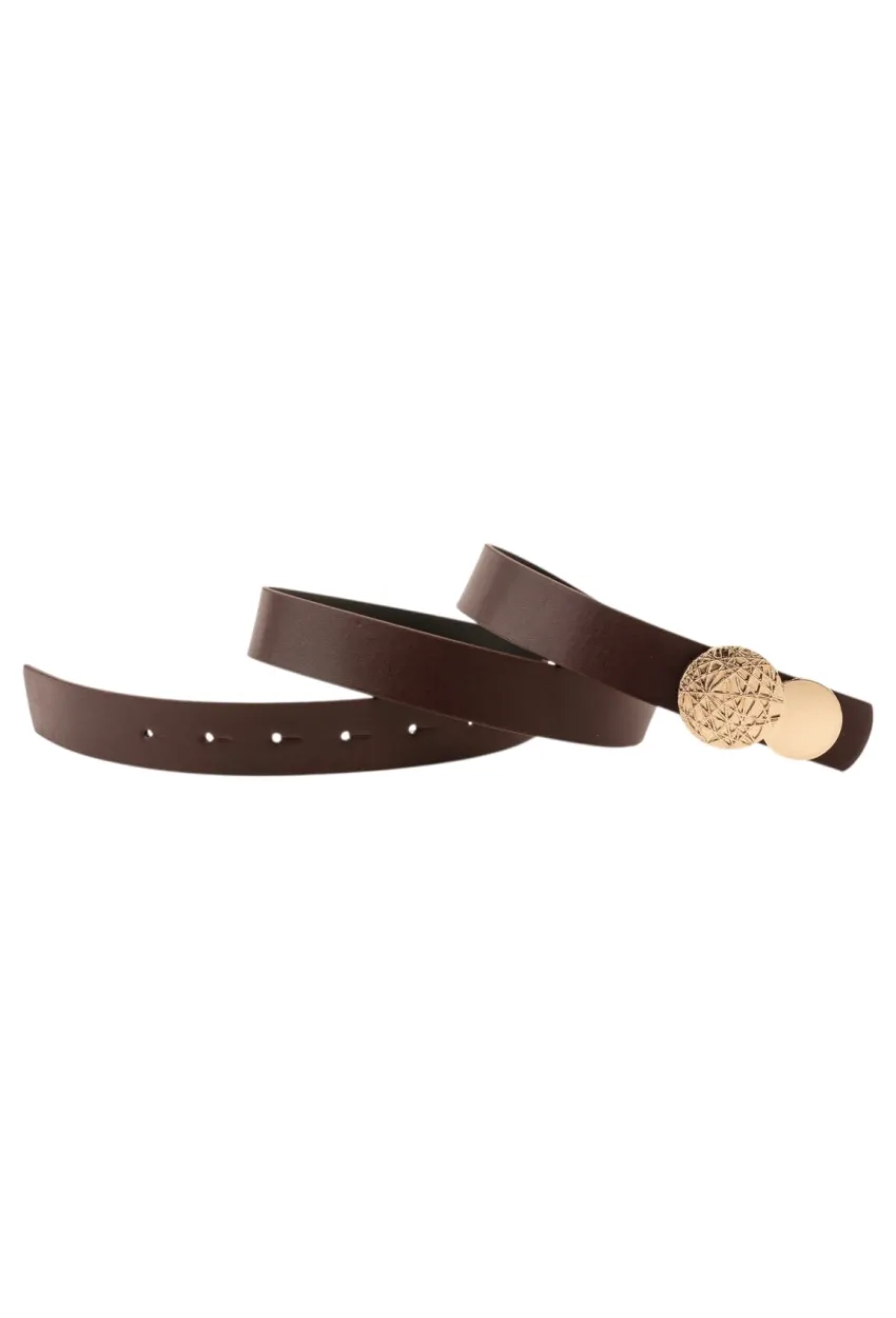 Kadın Desenli Yuvarlak Tokalı Bordo Kadın Kemeri