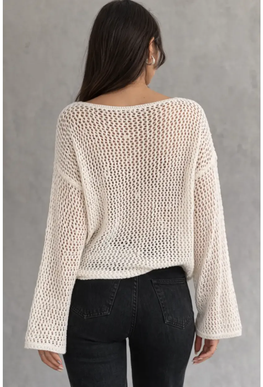 Kadın File Dokulu Örgü Bluz