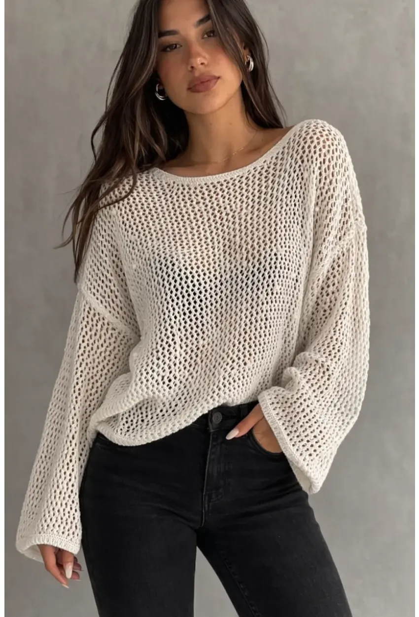 Kadın File Dokulu Örgü Bluz